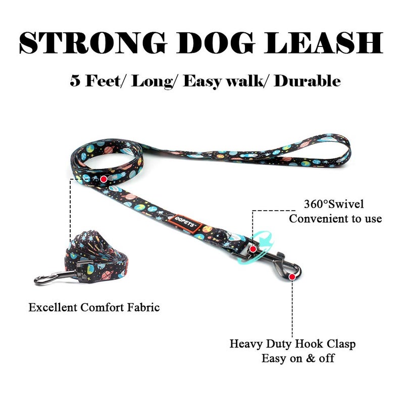 QQPETS Dog Harness Leash Set Adjustable Heavy Duty No Pull Halter Harnesses for Small Medium Large Breed Dogs Back Clip Anti-Twist Perfect for Walking (M(19"-26" Chest Girth), Space) - Image 3